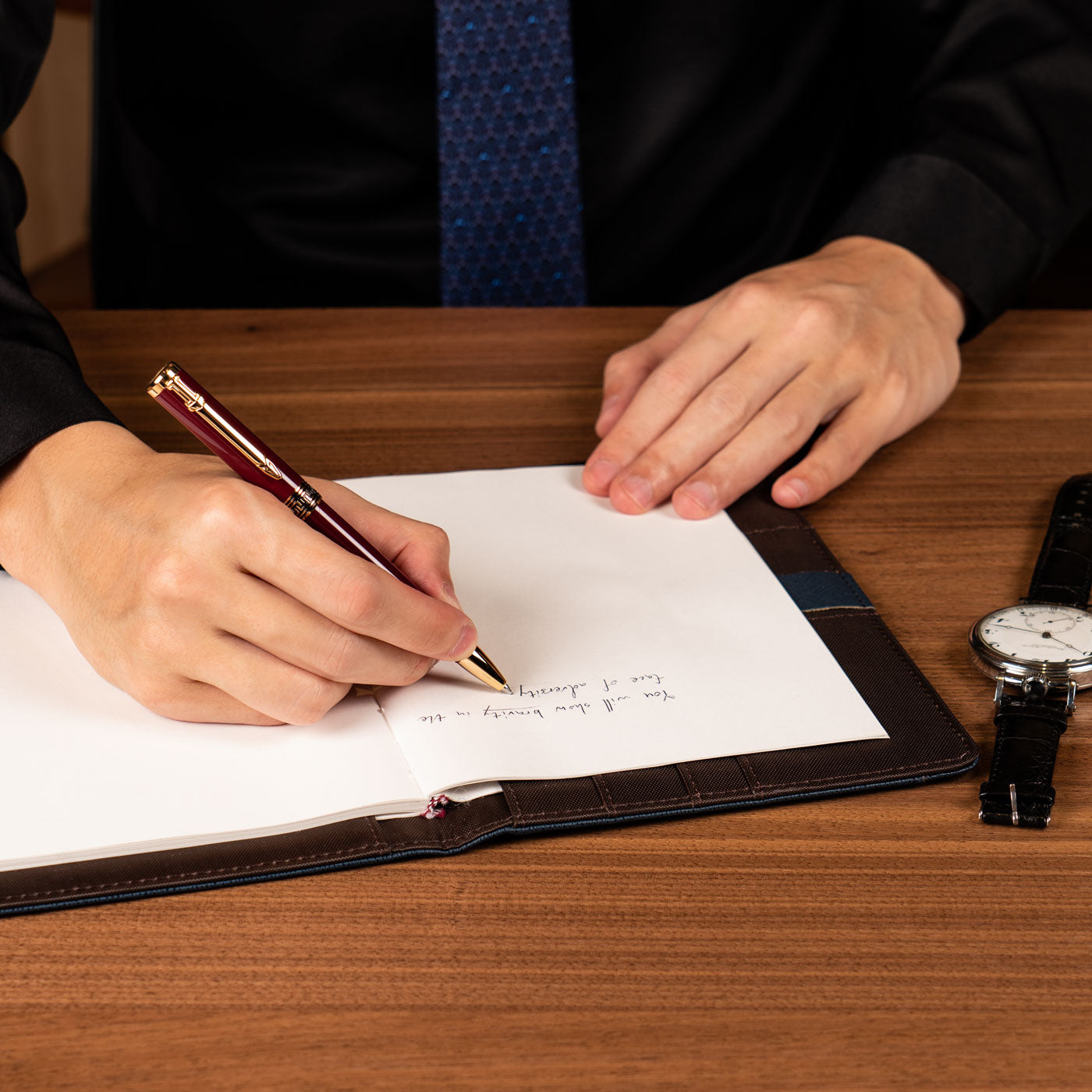 Scholar Pen Burgundy Lifestyle Image | Shen Yun Collections