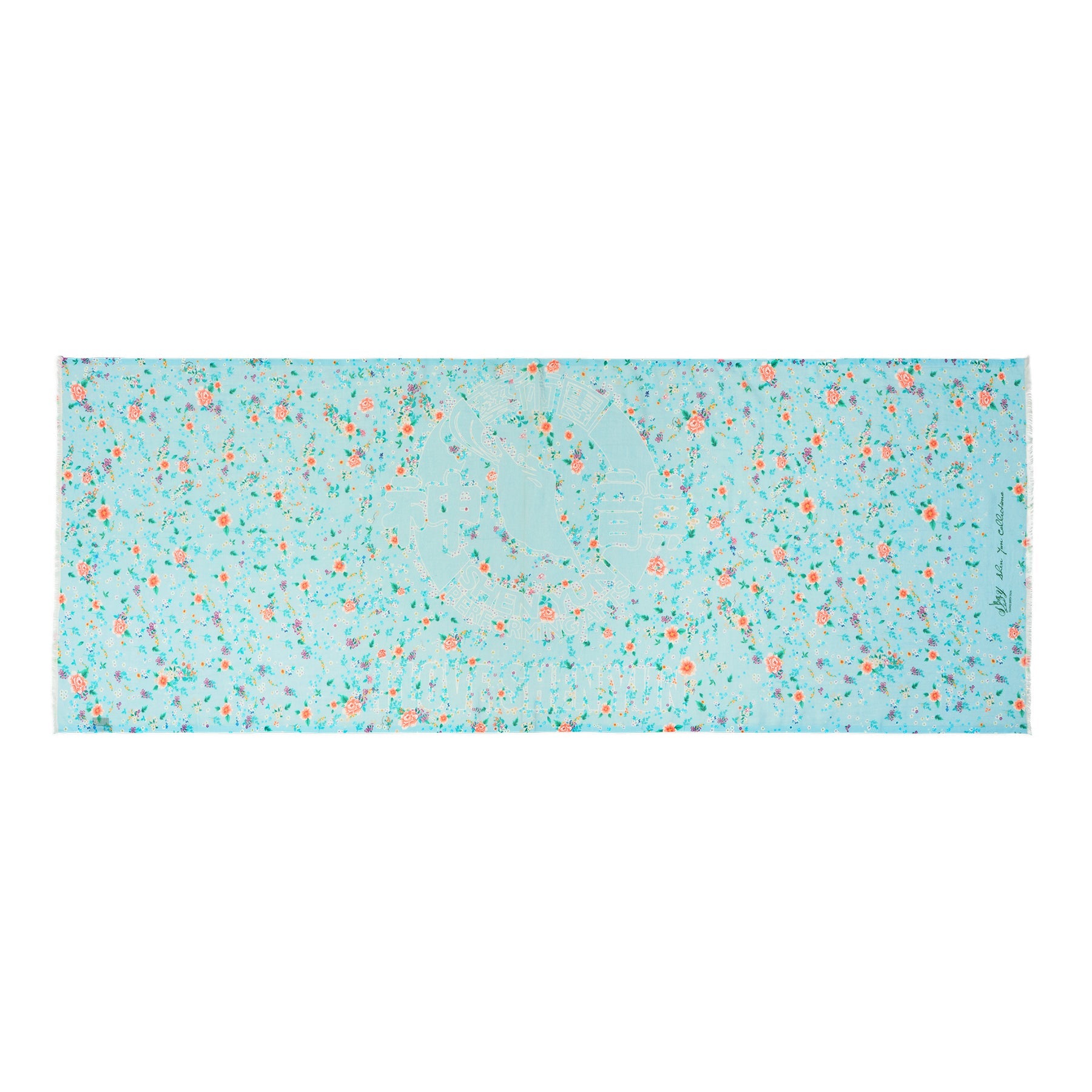 Celestial Flowers Long Scarf - Blue