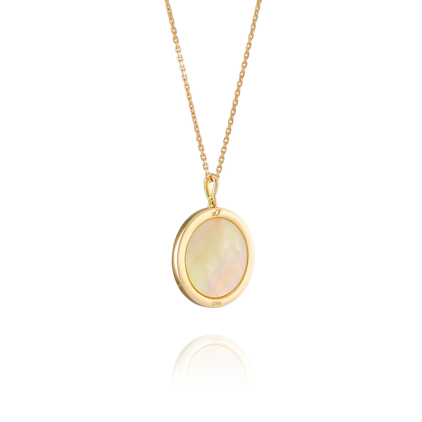 Divine Grace Necklace 18kt Yellow Gold with Gold Mother of Pearl Back View 4 | Shen Yun Shop