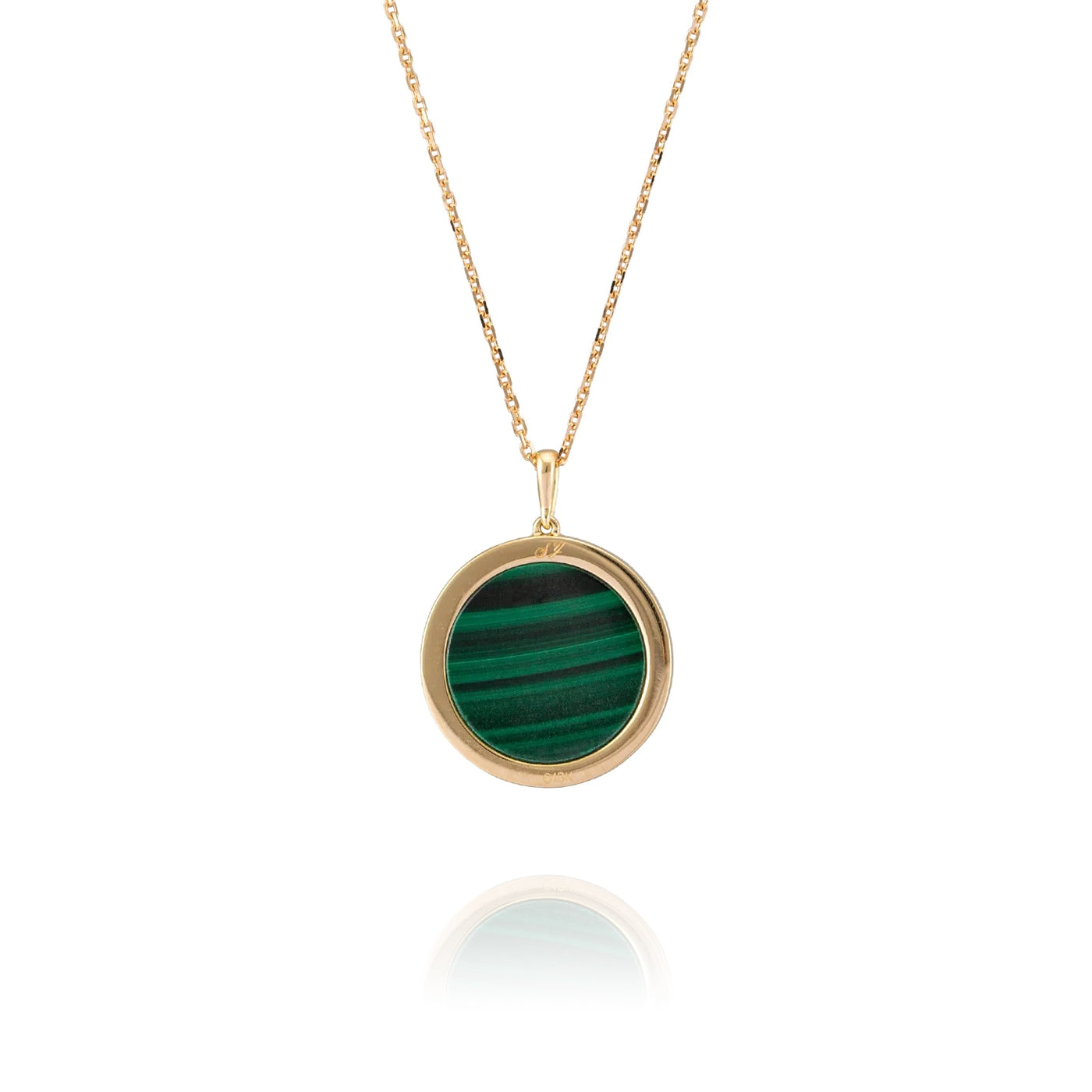 Divine Grace Necklace 18kt Yellow Gold with Malachite Back View 3 | Shen Yun Shop