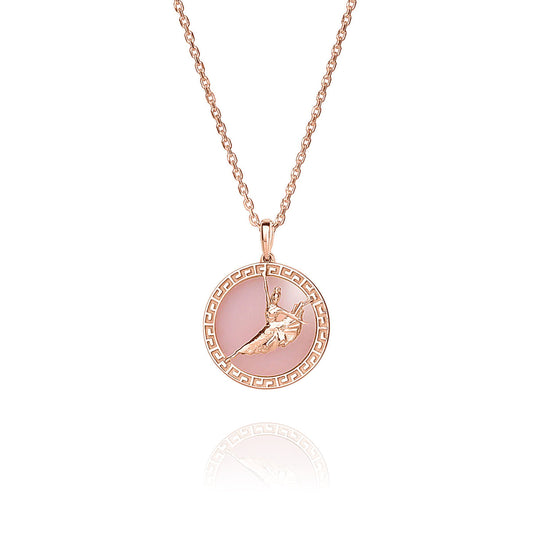 Divine Grace Pendant 18kt Rose Gold with Pink Opal