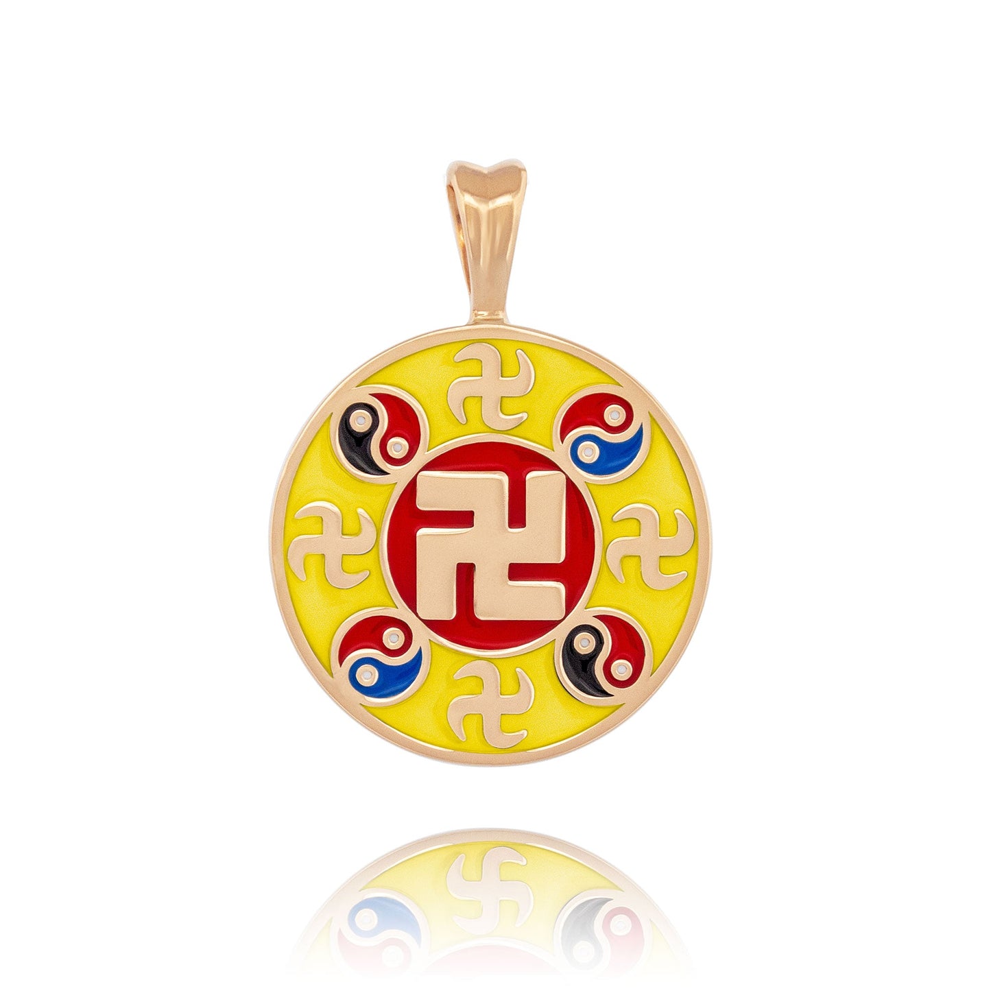 Falun Enamel Yellow Pendant 18kt Yellow Gold 20mm