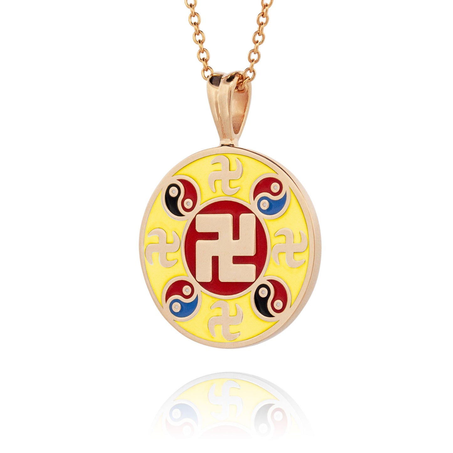 Falun Enamel Yellow Pendant 18kt Yellow Gold 20mm