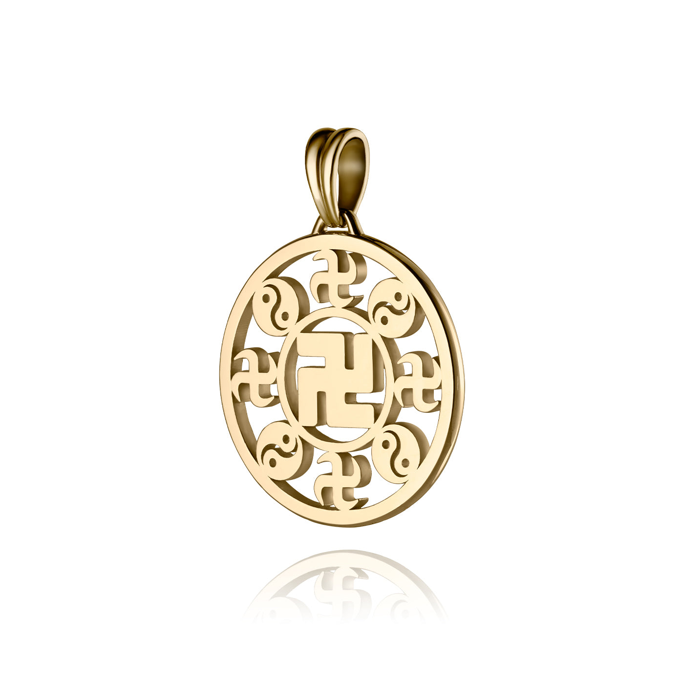 Falun Pendant 18kt Yellow Gold 22mm Side Image | Shen Yun Collections