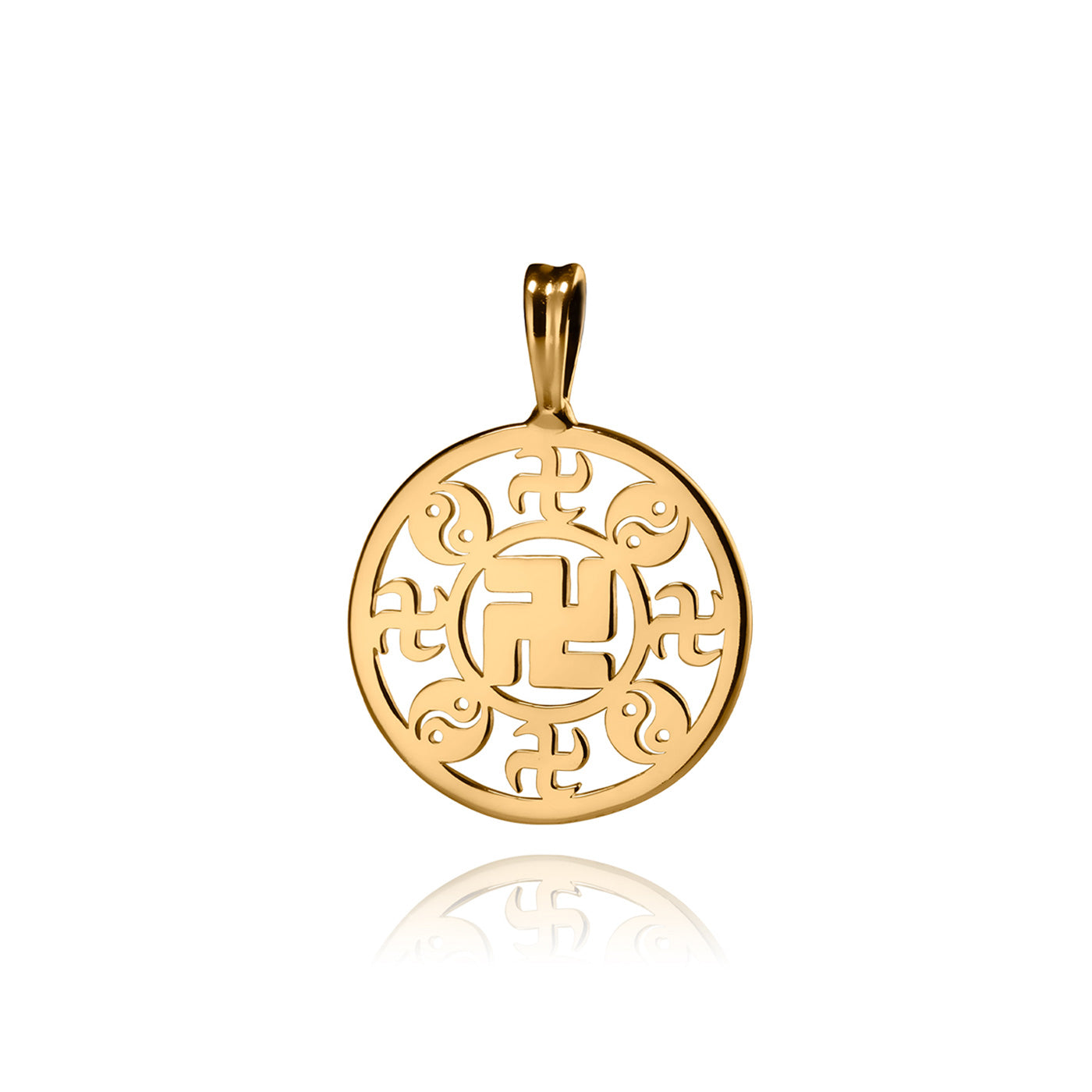 Falun Pendant 24kt Yellow Gold 17mm Front Image | Shen Yun  | Shen Yun Collections 