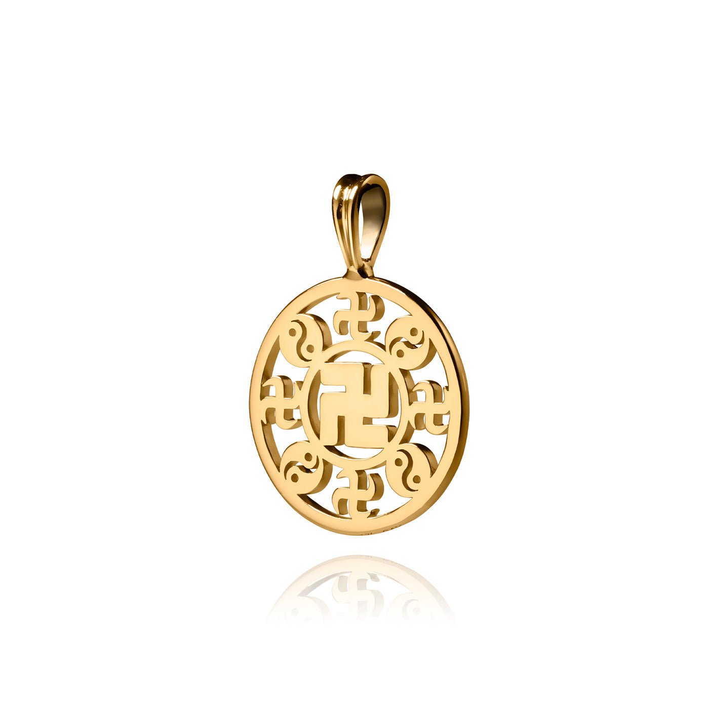 Falun Pendant 24kt Yellow Gold 17mm Front Image | Shen Yun  | Shen Yun Collections 