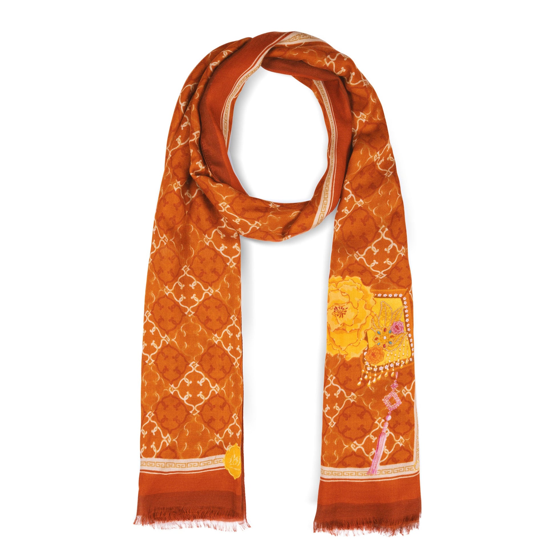 Manchurian Elegance Long Scarf Bronze Image 2 | Shen Yun Shop 