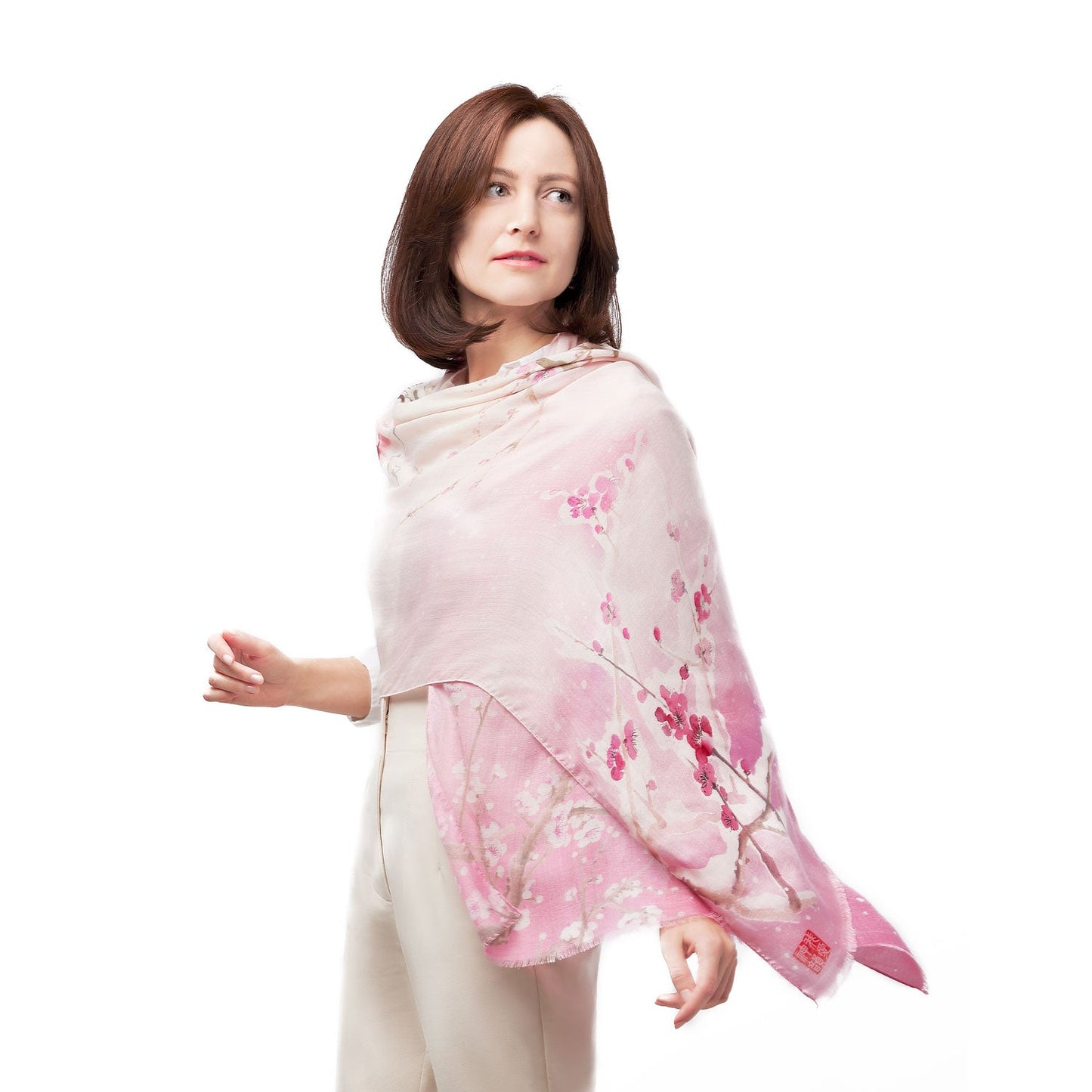 Plum Blossom 100% Cashmere Scarf - Pink