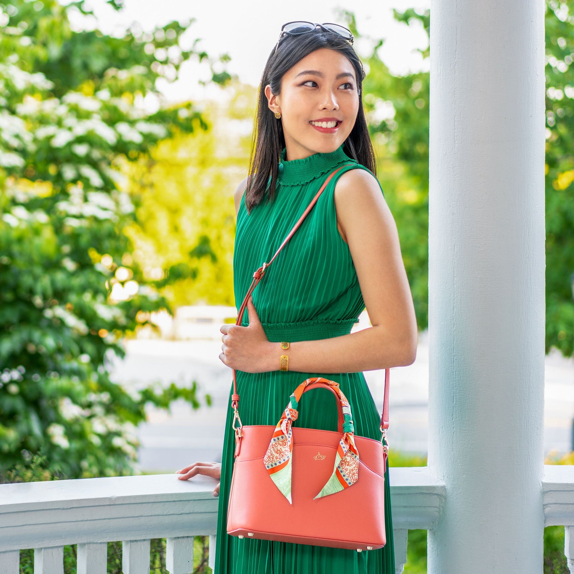 Tang Dynasty Grace Crossbody Bag - Canyon Orange Model | Shen Yun Shop 