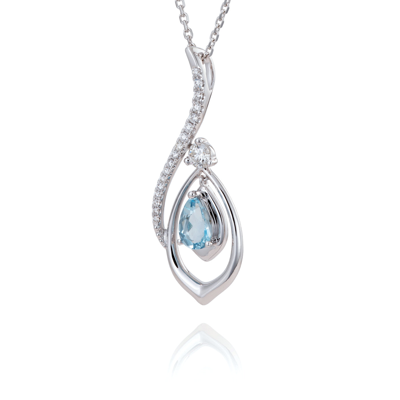 The Heavenly Phoenix Necklace 18kt White Gold with Aquamarine