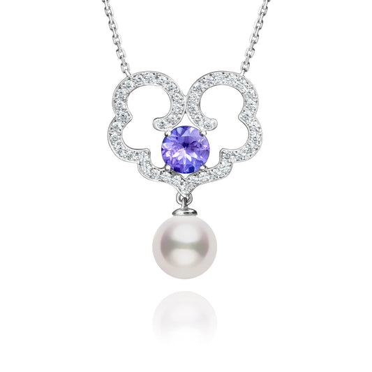 The Timeless Blessings Necklace 18kt White Gold with Tanzanite and Diamond Image 1 | Shen Yun Shop 