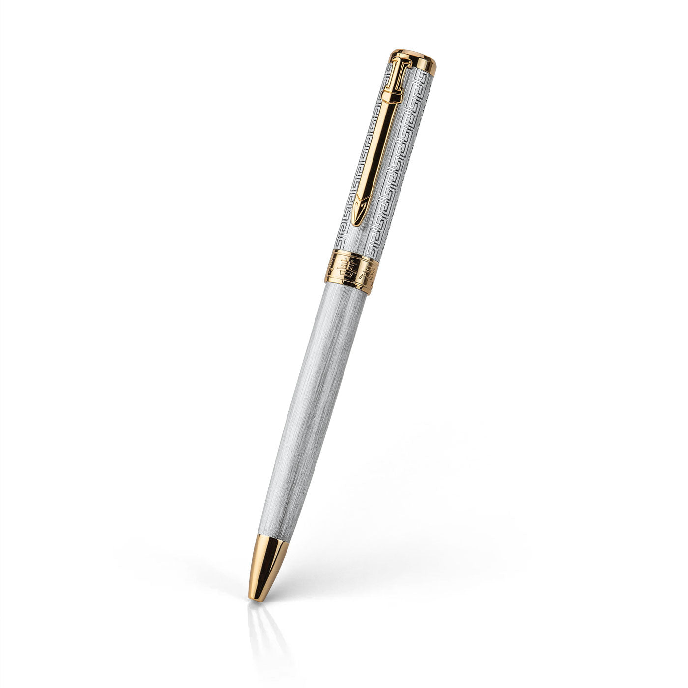 Zhen Shan Ren Wondrous Pen Silver with Gold Finish Front View | Shen Yun Shop